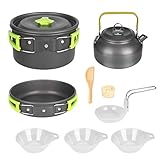 Multizwecklich: Dieser praktisches Campingkocher wird alle Ihre Outdoor-Küche Bedürfnisse zu erfüllen. Es bietet eine ideale Lösung für kochendes Wasser oder Kochen Lebensmittel in der Natur. Diese Kochgeschirr-Set ist ideales und komfortables Geschenk für Ihre Freunde zum Wandern Camping Rucksackreisen Ausflügen.