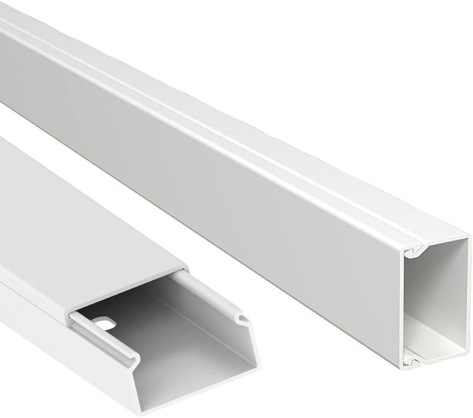 PVC Kabelkanal Leitungsführungskanal, Weiß, Kunststoff Kabelführung für Wand- und Deckenmontage (24m 40x60 mm)