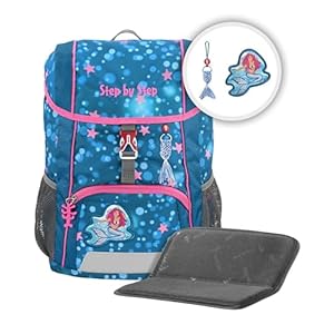 Step by Step Rucksack-Set Kid „Mermaid Lola“, mit Sitzkissen, ergonomischer Mini-Ranzen mit abnehmbarem Brustgurt, für Kindergarten, Vorschule und Freizeit, 13 l, blau - rosa