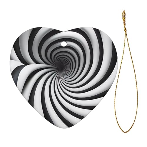Ninainaid spiral optical illusion gif printingCeramic Ornament Christmas Ornaments Holidays Creative Heart Porcelain Ornament Christmas Tree Home Decoration