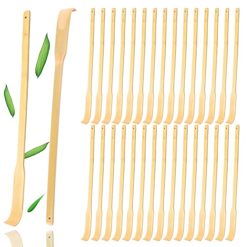 Bamboo Back Scratcher 30Pcs Christmas Stocking Stuffers Bulk Party Game Prizes for Adults 16.5 Long Handle Traditional Polished Thick Body Massage for Elderly Men Women Adults Family Nursing Gifts