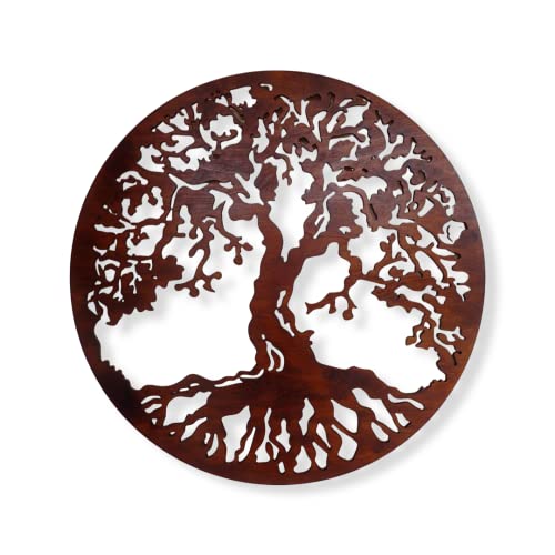 Décoration murale arbre de vie 90 cm en bois pour salon chaleureux