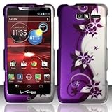 Design Rubberized Hard Case for Motorola Droid RAZR M XT907 - Purple Silver Vine
