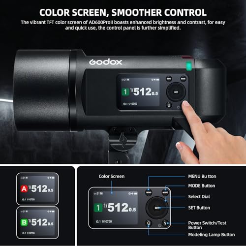 Ficha técnica GODOX AD600Pro II 600Ws TTL Flash al Aire Libre Flash 40W Luz de Modelado 2800K-6000K CRI 97+ TLCI 98+ TFT Pantalla a Color 28.8V 2600mAh Batería 0,01s-0,9s Tiempo de Reciclado - Fernando Cortés