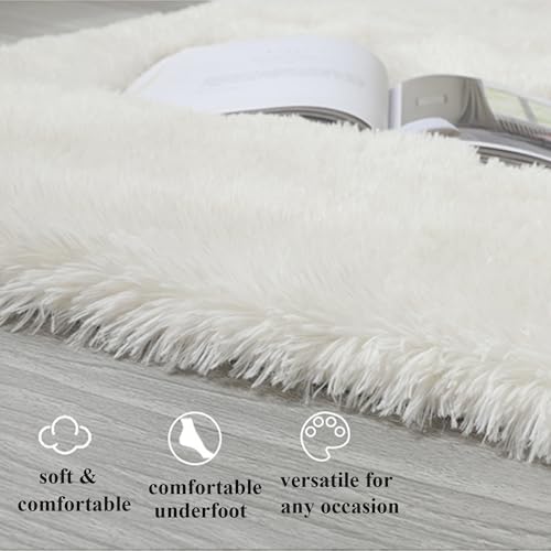 Tapis à poils longs pour chambre d'enfant tapis moderne lavable 120 x 160 cm