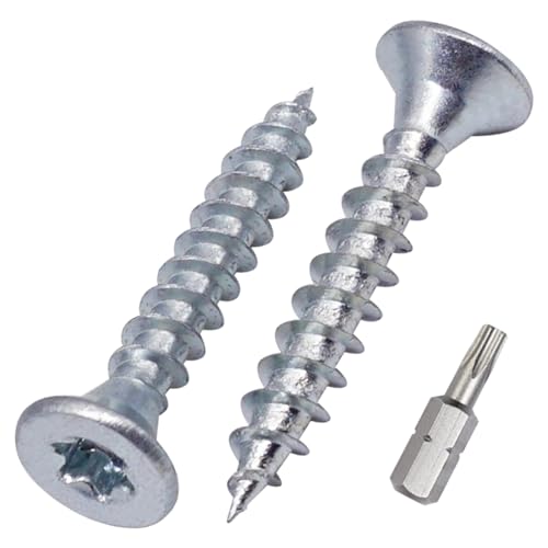 SKIR'CO (300 piezas) Tornillos para madera de acero galvanizado 4,0 x 25 mm, cabeza Torx, cabeza avellanada, tornillos para aglomerado, totalmente roscados