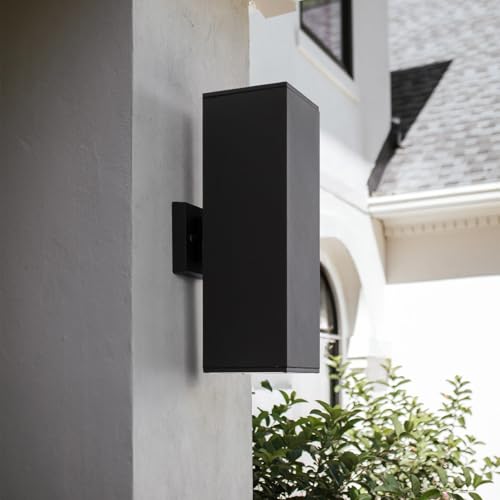 Image of mirrea 18 inch Modern Outdoor Porch Light in 2 Lights, Matte Black, 1 Pack