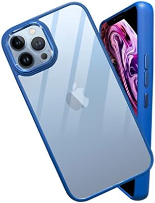 A rtistque Metal Clear Back Cover Case for iPhone 13 Pro Max |Sleek Hard Crystal ClearBack | Drop & Camera Protection | Shockproof Mobile Case for iPhone 13 Pro Max (PC & TPU - Blue)