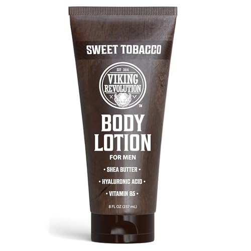 Image of Viking Revolution Sweet Tobacco Body Lotion for Men -Mens Lotion for Dry Skin with Shea Butter, Hyaluronic Acid and Vitamin B5 - Nourishing Mens Body Lotion for Hydrated and Smooth Skin (8oz, 1 Pack)