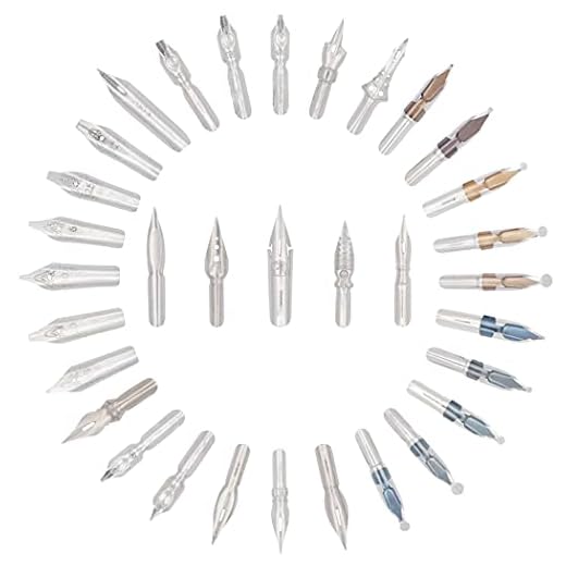 Gullor - Juego de caligrafía artesanal, portaplumas de resina con 33 puntas de metal