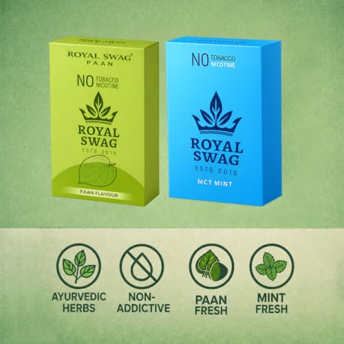 Image of ROYAL SWAG Paan And Mint Flavour Wellness Sticks 10 Sticks Each Pack of 2 Boxes Ayurvedic Herbal Blend Wellness Sticks