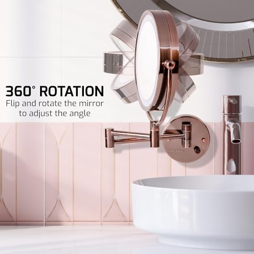 Image of OVENTE Hardwired Wallmount Bathroom Mirror, Antique Brass MPWD3185AB1X7X