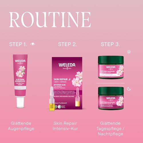 WELEDA Bio Glättende Augenpflege Wildrose & Weißer Tee - Naturkosmetik Natural Aging Augencreme mit Age Protect Complex & Koffein mindert erste Fältchen & verringert Augenringe (vegan, 12ml)