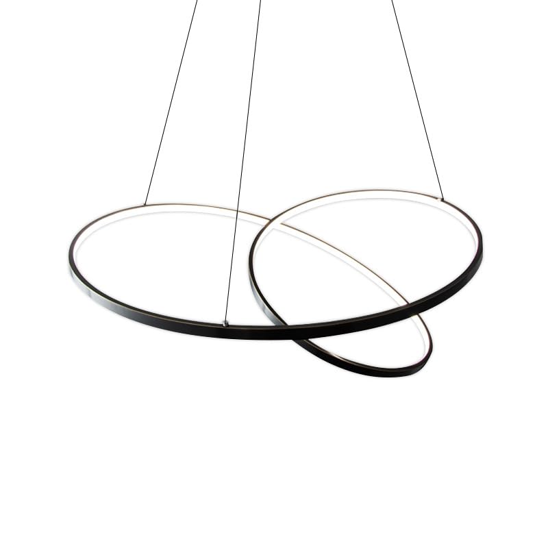 Suspension à anneau à LED moderne lustre noir plafonnier contemporain de séjour