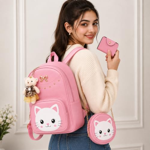 Image of ShopyVid 3-Piece Mini Backpack Set for Women & Girls | Rakhi Gift for Sister | Gift for Girls
