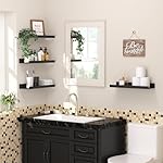 upsimples Floating Shelves for Wall, Wall Shelves for Decor Storage Set of 6, Wall Mounted Wood Shelves for Bedroom, Living Room, Bathroom, Kitchen, Picture Ledge Shelves, Black - Image 2