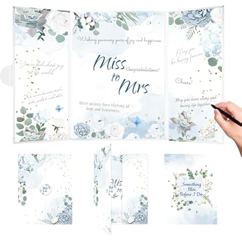 Teeloray Bridal Shower Decorations Blue Bride to Be Wedding Guest Book Alternative Something Blue Gift for Bride Dusty Blue Wedding Decor Signature Guest Book for Wedding Bachelorette Engagement Party Cover