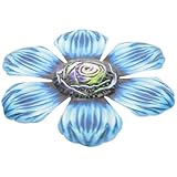 JECOMPRIS Decorazione da Parete in Metallo Forma di Fiore Blu Vintage per Interni ed Esterni Arte Floreale in Ferro per Soggiorno Giardino e Cortile Decorazione Murale Artistica e Regalo