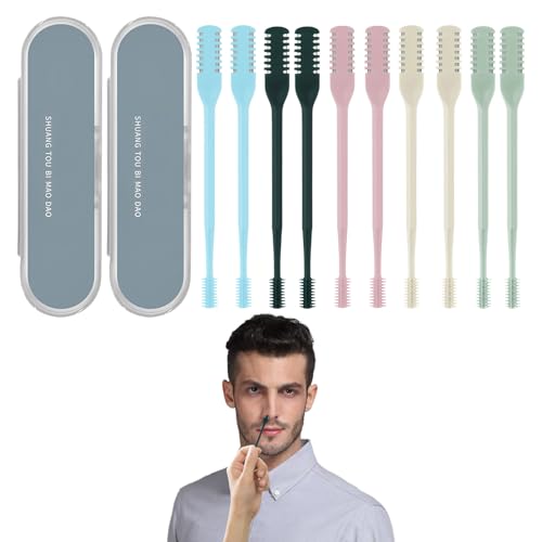 Nose Hair Trimmer, 10Pcs Nose Hair Remover with 2Pcs Storage Boxes, N ose Ha ir Trimmer for Women, Nasal H air Tr immers for Men, Double Head 360° Rotating N ose H air Trimmer for Adults