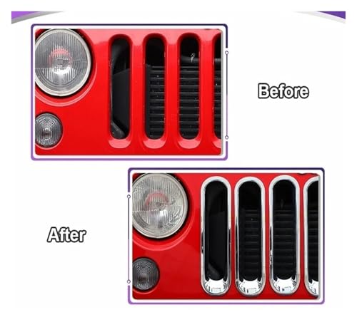 Parrilla delantera para Jeep Wrangler JK (2007-2017) con cubiertas e insertos de línea exterior 6