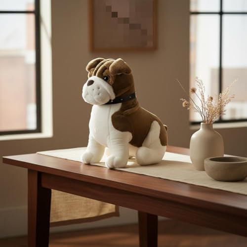 PETSOLA Industrial Doll Shar Pei Toy Wrinkly Dog Stuffed Pillow Huggable Companion Soft Short Stuffed Cover PP Cotton Filling with Studded Styling Suitable, Brown, 55CM - 5
