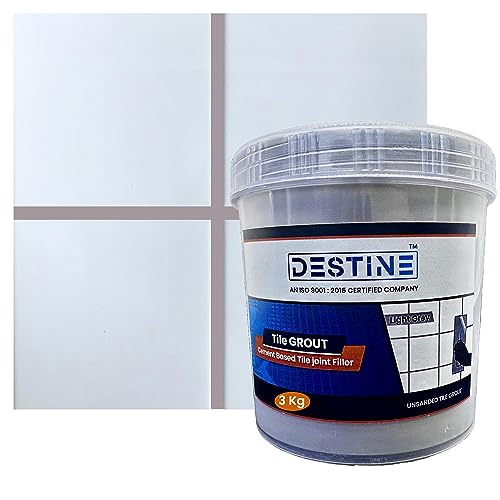 Image of DESTINE Tile Grout (16 COLOURS) (ALL PACKS: 100 Gm, 400 Gm, 800 Gm, 1 Kg, 3 Kg, 5 Kg), Waterproof, Cement Based Tile Joint Filler, Crack Filler, Tiles Gap Filler, Tile Grout (3 Kg, Light Grey)