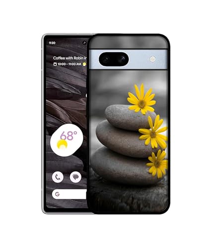 Image of Stones and Flower Design Premium 2D Printed Metal Back Case Cover for Google Pixel 7A 5G