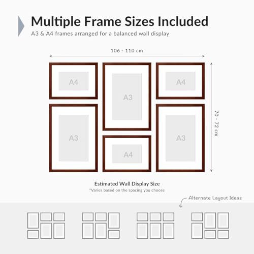 Image of Custom Personalized Photo Collage Framed Wall Art Painting Frames Set | Family Picture Frame Wall Decor Artwork for Living Room Bedroom | A3 + A4 Frame Combo Gallery Style | Personalized Home Decor Gift