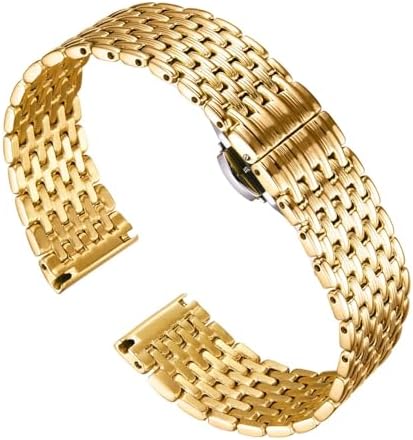 BINLUN Thin Mesh Stainless Steel Watch Bracelets Light Replacement Watch Band Polished Strap for Men Women's Watch 12mm/14mm/16mm/18mm/20mm/22mm with Butterfly Buckle