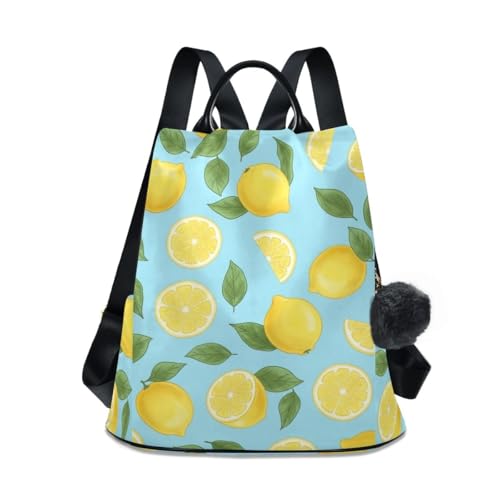 Sac à dos femme Yellow Lemons grand compartiment antivol et zip moderne