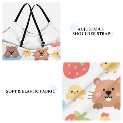 senya Girls Swimsuits One-Piece Swimwear Tie Bathing Suit Beach Summer Round Neck 5-6T Guinea Pig Chicken Pattern3