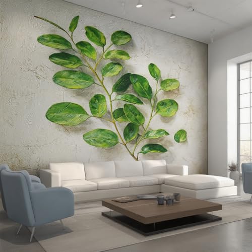 Fresque murale intissée haut de gamme eucalyptus vert format XXL 500x350cm - 6