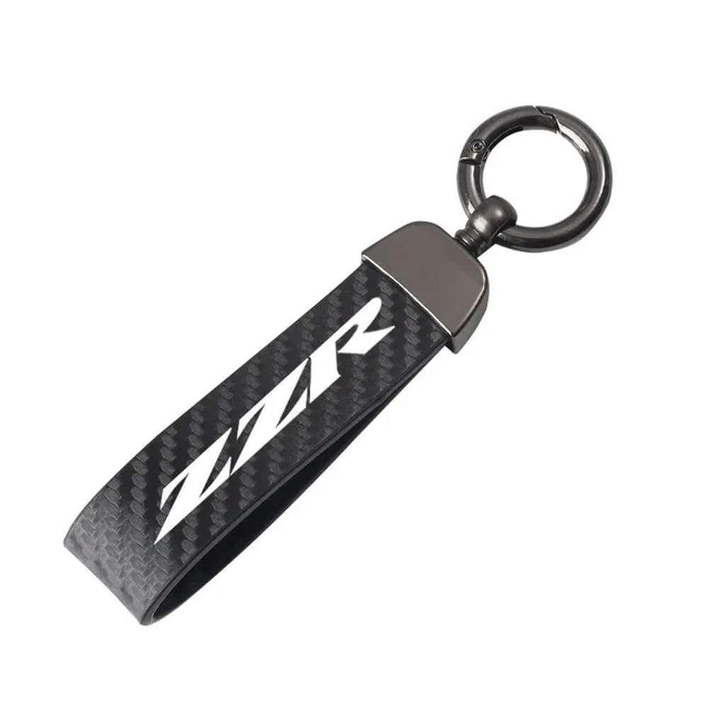 INSTR Leather Motorcycle keychain Horseshoe Buckle Jewelry For K-awasaki ZZR600 ZZR400 ZZR1100 ZZR 400 600 1100-Black