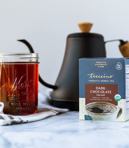 Teeccino Dark Chocolate Prebiotic Superboost™ Herbal Tea - Support Your Probiotics With Vegan Gos & Organic Xos For Good Gut Health And Regularity, Digestive Chocolate Tea, 10 Tea Bags #TOP5