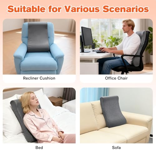 JZHLLA Recliner Neck and Lumbar Support Cushion for Recliner Couch & Glider Chair, Ergonomic S-Shaped Backrest Pillow, Breathable Cotton-Linen Foam, Non-Slip Backing, Removable Cover(Grey) by JZHLLA - Used condition - Image 6