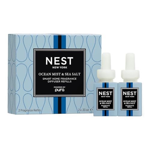 NEST New York Smart Home Fragrance Diffuser Refill Smart Vials Ocean Mist & Sea Salt - Set of 2 - Designed for NEST x Pura 3 and NEST x Pura 4 Diffusers - Cruelty Free Vegan