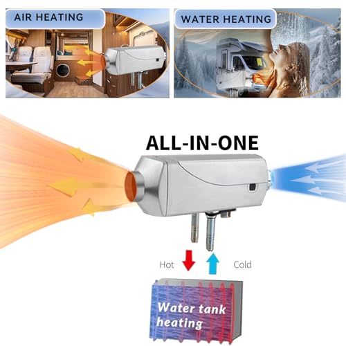 Image of 8KW Diesel Parking Heate, 24V Parking Fuel Air Heater & Water Heater All-in-One, 26 Gallon RV Tank Water Heater, Diesel Heater with LCD & Remote Control, Auto Temp Control, 9L Tank, for Car, Truck, RV