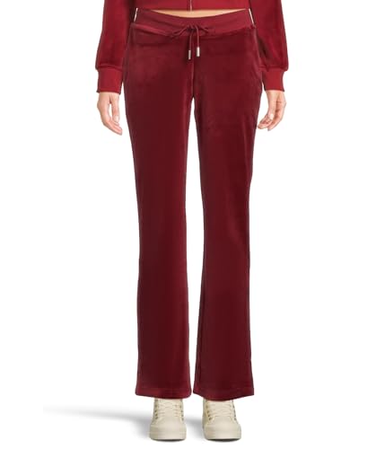 Juicy Couture Women's Solid Rib Waist Velour Pants with Drawcord