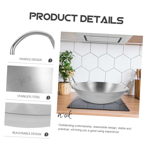 Wok de acero inoxidable reforzado para cocina diaria miniatura 4