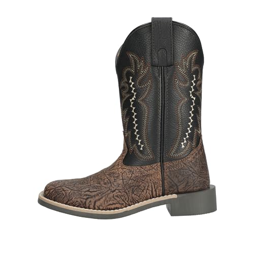 Kid's Presley Brown/Black Leather Western Boots