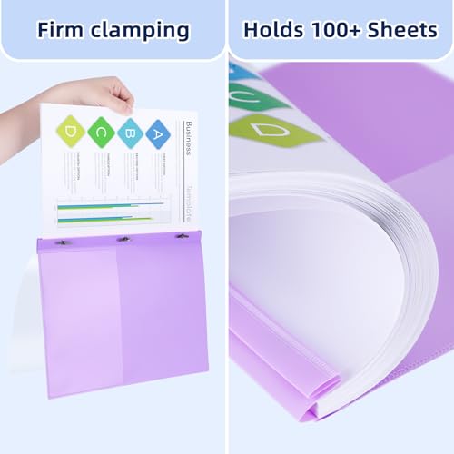 Image of HAUTOCO 5 Pack Plastic Report Covers with 3 Prongs Fasteners Clear Front Resume Portfolio Folder for 8.5x11 Letter Size Paper, Presentation Document Report Cover for School Office Business, 5 Colors