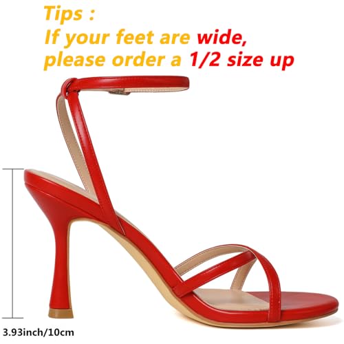 Image of Mostrin Strappy Heels for Women Ankle Strap Heels Women's Heeled Sandals for Party Prom Wedding
