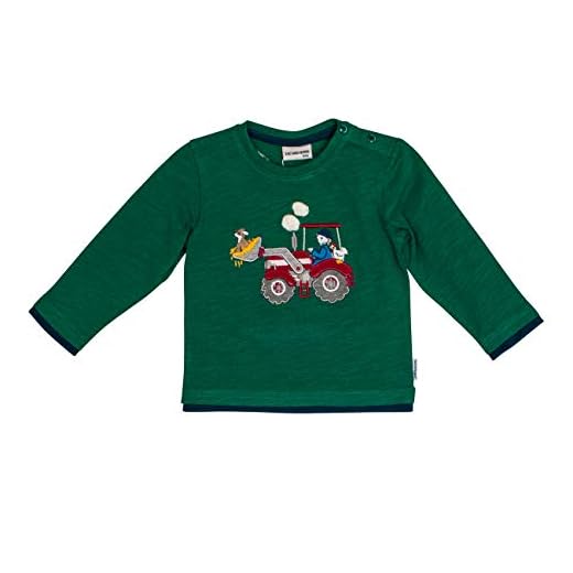 Salt and Pepper Born to Drive Traktor Stick Camiseta de Manga Larga, Verde (Green Melange 678), 74 cm (Talla del Fabricante: 74) Unisex bebé