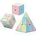 Magic Cube Set, Educational Speed Cubes 3 Pack of 2x2x2 3x3x3 Pyramid Smooth Puzzle Cube