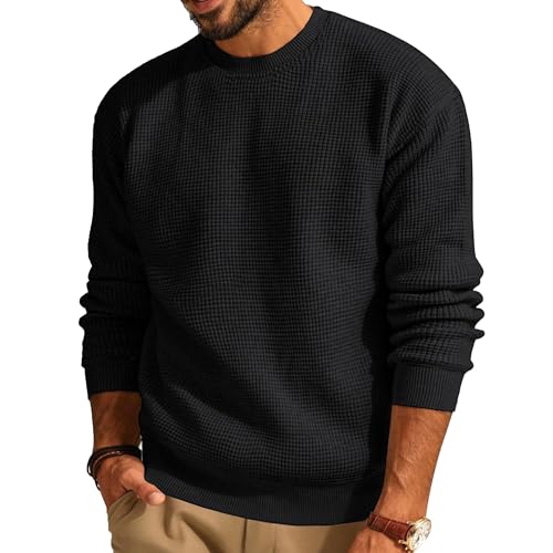 Suéter retro de manga larga texturizado estilo casual relajado para invierno