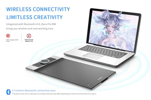 XP-PEN Deco Pro MW Grafiktablett Bluetooth Pen Tablet 11″ x 6″ zum Malen und Fotobearbeitung Zeichentablett mit Neigung 8 Tasten und 2 Scrollräder Ideal für Home-Office & E-Learning ✪ - 4
