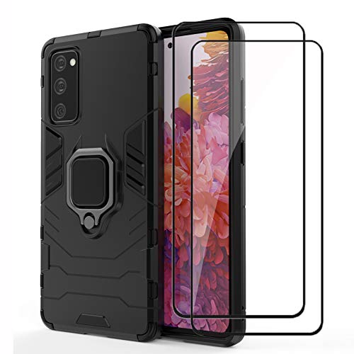 Dedux Funda + 2 Piezas Protector de Pantalla Compatible con Samsung Galaxy S20 FE 5G/4G, Caída Militar [Funciona con El Montaje De Coche Magnético] PC Duro y TPU Case Carcasa. Negro