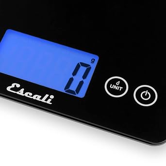 Escali 2210IB ArtiXL Extra-Large Glass Digital LCD Display Kitchen Scale, Measures Liquid and Dry Ingredients, Tare Function, 22lb Capacity, Black