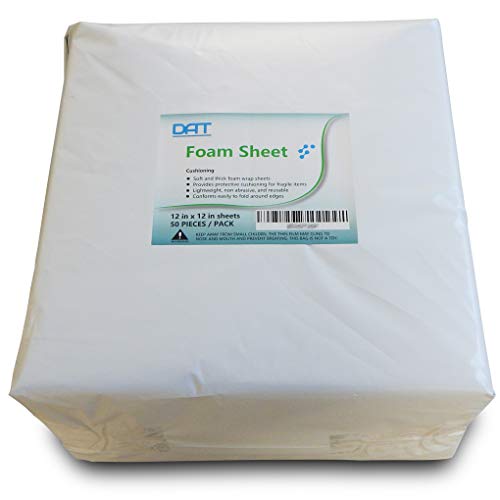 Foam Wraps, DAT 12" x 12" Foam Wrap Sheets Cushioning for Moving Storage Packing and Shipping Supplies, 50-Pack (White) (B0742Y1X9Y)