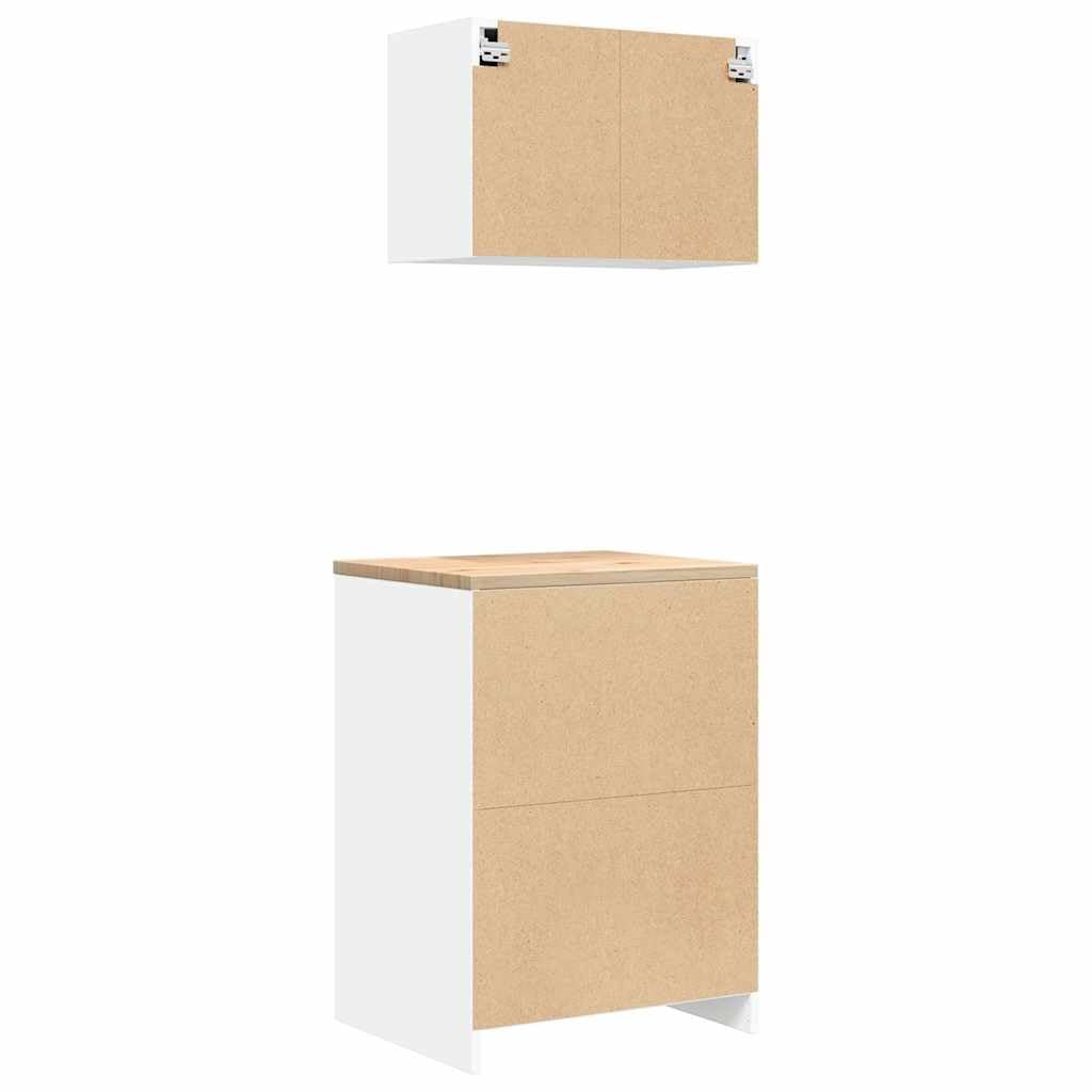 Générique Armoires de Garage 2 pcs Blanc Bois d'ingénierie,Entreprise & Industrie,Stockage Industriel,Armoires industrielles,Blanc,39.35 KG,3328332
